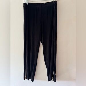 Travelers By Chicos Black Stretchy Pants Gold Zipper Split Bottom